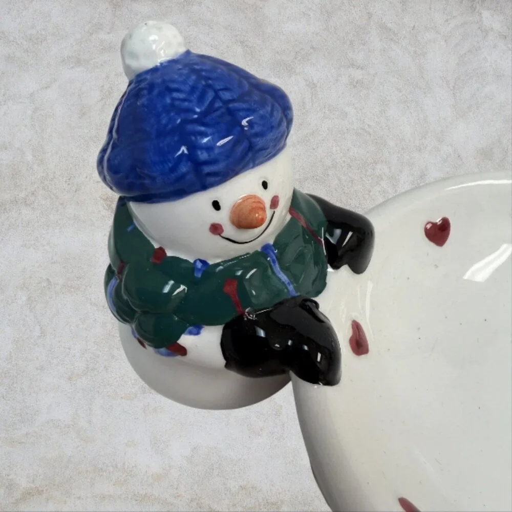 VINTAGE SERVEWARE -- Christmas Chip & Dip/Cheese Ball/Snack Bowl, Santa, Frosty